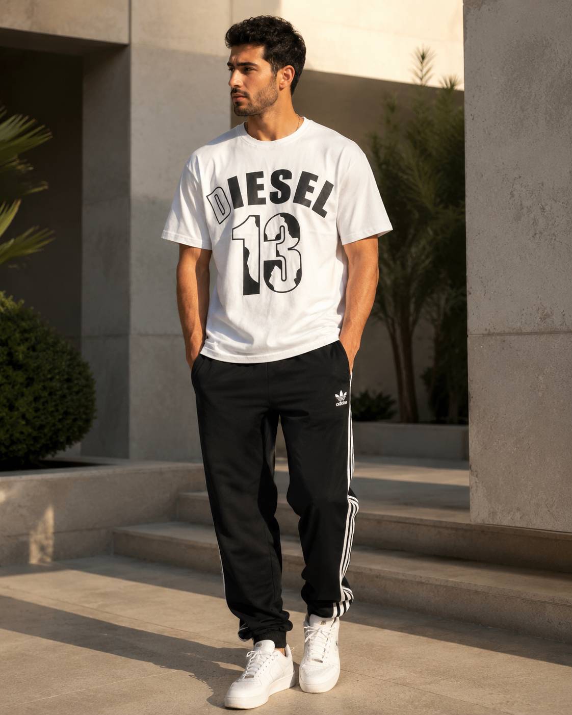ست مردانه disel تیشرت پنبه اعلا شلوار اسپان نخ  مشکی,  طوسی,  سفید,  سبز,  خردلی Xl,  Xxl,  Xxxl