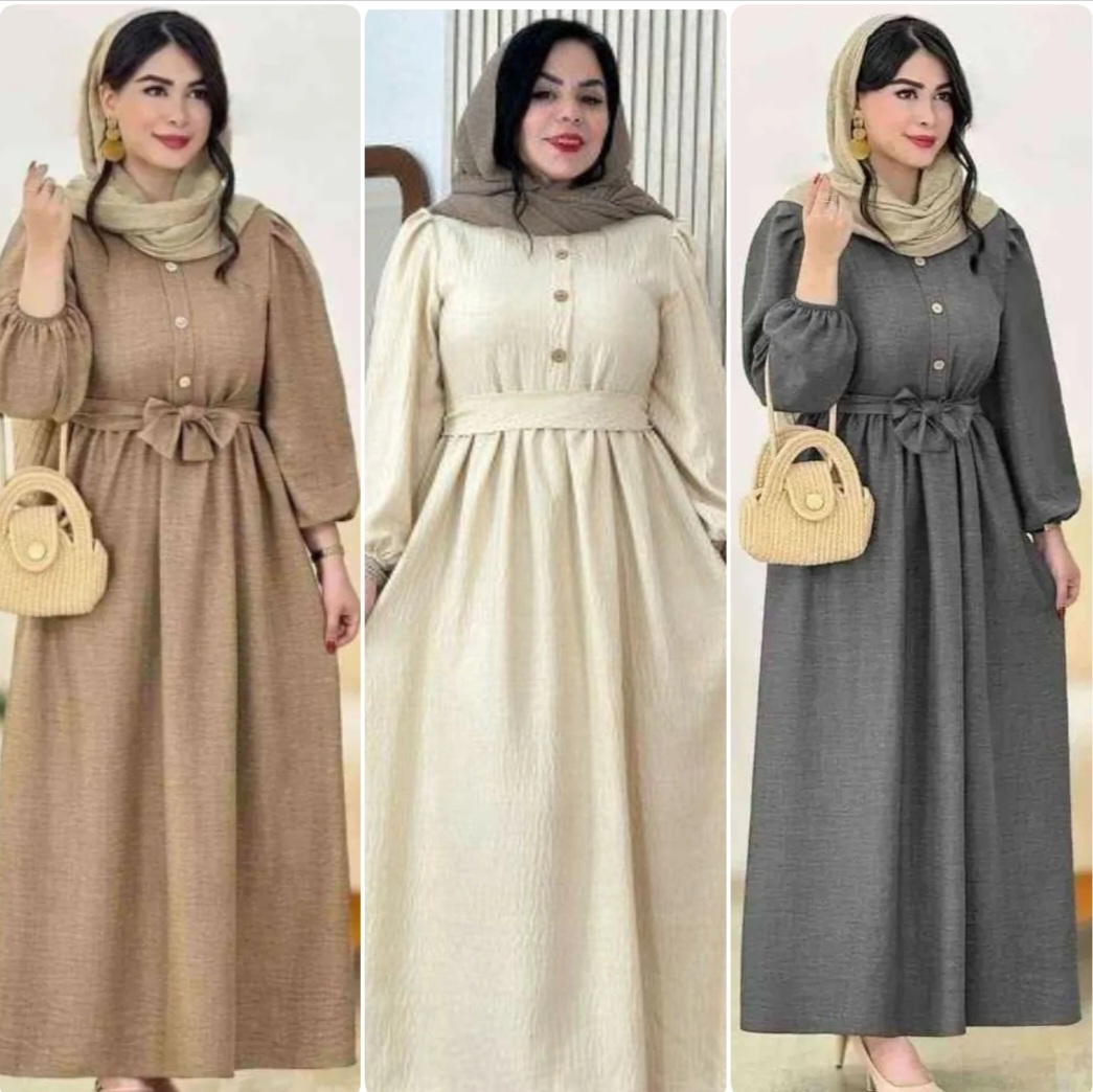 پیراهن ریما  اطلس شاین دار رنگ بندی :  طوسی,  کالباسی,  کرم,  یاسی,  شیری,  دودی,  پنککی,  آبی آسمانی سایز ها :  فری38_46  ‌
