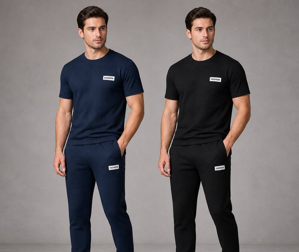 ست تیشرت وشلوار  مشکی - سرمه ایxl - 2xl -