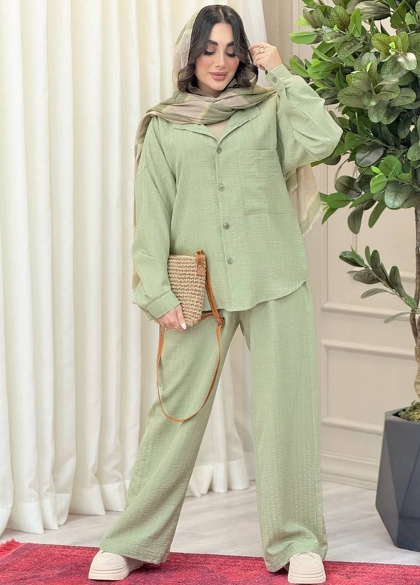 مانتو شلوار دلنیا نوادرجه نسکافه ای, طوسی, سبزپاستیلی, خاکی فری (۳۶_۴۶)