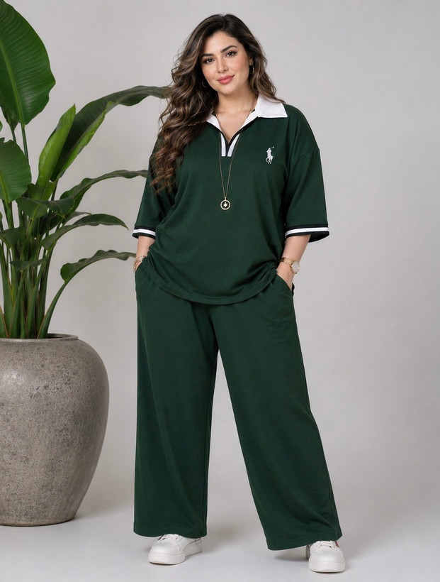 ست دو تیکه (تیشرت + شلوار) polo فریسایز تا ۴۸رنگ بندی : سورمه ای, مشکی, طوسی, کرم, نسکافه ای, زرشکی, قهوه ای, سرخابی, سبز زمردی, آدامسی