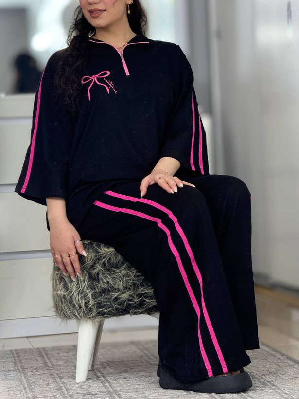 ست ژاله پنبه گلکسی سفید مشکی, صورتی مشکی سایز فری38_4۶ارسال ۶روز کاری