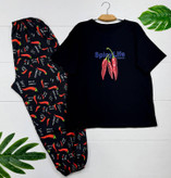 ست pepper تیشرت نخ پنبه شلوار بوگاتی رنگ مشکی, سفیدارسال ۷روز کاری فری38_46/48ارسال ۷روز کاری