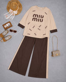 ست miu miu تک رنگ گلکسی جنس عالی رنگ کرم قهوه ای فری سایز تا48 ارسال ۷روز کاری