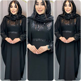 عبایی سردوش دار مه لقا جنس : الیزه باکیفیت رنگ بندی : مشکی سایز ها : فری38_52