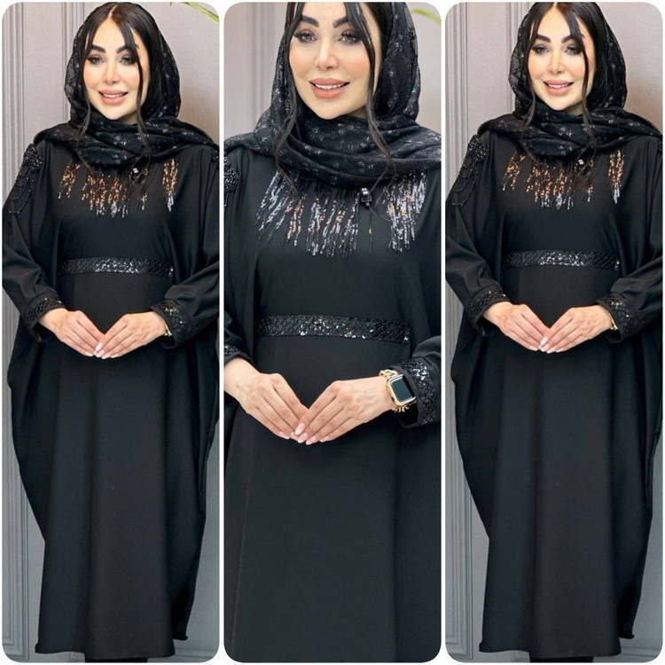عبایی سردوش دار مه لقا جنس : الیزه باکیفیت رنگ بندی : مشکی سایز ها : فری38_52