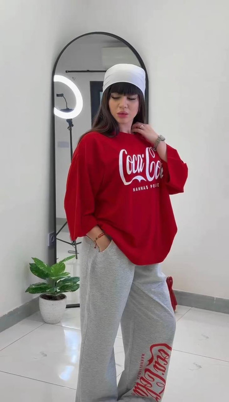 ست تیشرت شلوار جاگر COCa COLa جنس تیشرت پنبه سوپر جنس شلوار پنبه گلکسی فری سایز 38 تا 44 ارسال ۷روز کاری